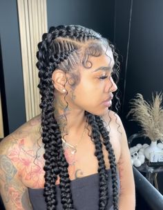 Braided Hairstyles For Light Skin Women, 5 Braids Hairstyles Black Women, 2 Braids Hairstyles For Black Women, Diy Hair Wig, Two French Braids, Feed In Braids Hairstyles, French Braids, Quick Weave Hairstyles