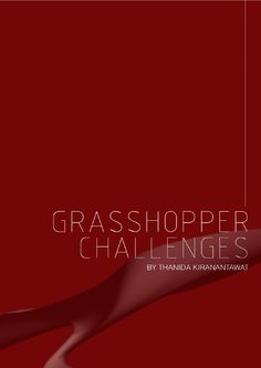 the cover of grasshopper challenges by thandraa riananiwati, with an abstract red background