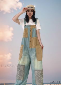 Lasaky - Retro Wide-Leg High-Waisted Jumpsuit with Floor-Length Overalls - Womens Denim Jumpsuit Overalls Loose, Womens Denim Jumpsuit, Flared Jumpsuit, Vintage Overalls, Flare Jumpsuit, Womens Denim, Jumpsuit Trousers, Denim Flares, Denim Overalls