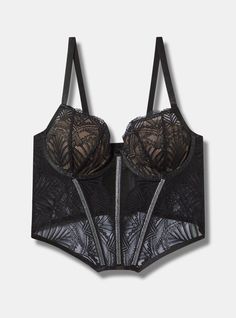 Matching Style(s): Search 42800183 FIT Adjustable straps. . MATERIALS + CARE Lace knit fabric. . 88% polyester, 12% spandex. . Machine wash cold. Line dry. Imported. DETAILS Half-cup. . Wired. . Dip waist. . Diamante accents. . The best plus size women's diamanté lace half cup underwire bustier bustiers & corsets in rich black made of lace. Torrid is your destination for cozy fall and winter clothes to keep you warm and comfortable. Disney Leggings, New Street Style, Shoes For Leggings, Swimming Outfit, Matches Fashion, Shopping Day, Bra And Panty Sets, Bustiers, Winter Clothes