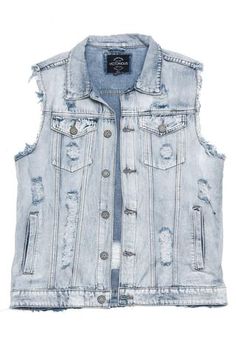 Trendy Washed Denim Vest, Trendy Medium Wash Vest, Casual Cotton Vest With Frayed Hem, Ripped Cotton Denim Vest For Fall, Medium Wash Cotton Denim Vest, Distressed Denim Sleeveless Vest For Fall, Distressed Sleeveless Denim Vest For Fall, Casual Light Wash Distressed Denim Vest, Trendy Washed Denim Blue Vest