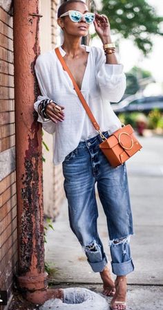 Women Wearing Mens Jeans, Italy Street Fashion, Summer Festival Outfit, 2019 Fashion, Summer Fashion Outfits, Fashion Mode, Casual Summer Outfits