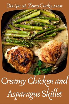 skillet chicken thighs with creamy asparagus