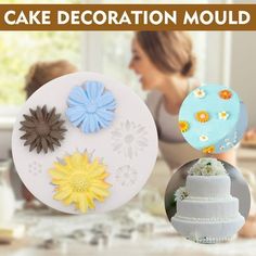 cake decoration moulds with flowers and daisies on them