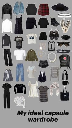 These items easily mix and match for edgy/alt but still girly outfits. My life is pretty casual, so there’s no situation that this wouldn’t cover for me. Edgy Girly Outfits, Casual Hipster Outfits, Edgy Capsule Wardrobe, Dark Boho Fashion, Alt Outfits, Hipster Outfits, Alt Fashion, Edgy Outfits, School Fashion