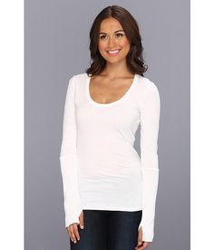 Alternative Rib Sleeve Scoop Neck Tee Classic Scoop Neck Tops For Layering, White Scoop Neck Top For Fall, White Scoop Neck Top For Layering, White Fitted Shirt, Alternative Apparel, T Shirts White, White Long Sleeve Shirt, Scoop Neck Tee, White Long Sleeve