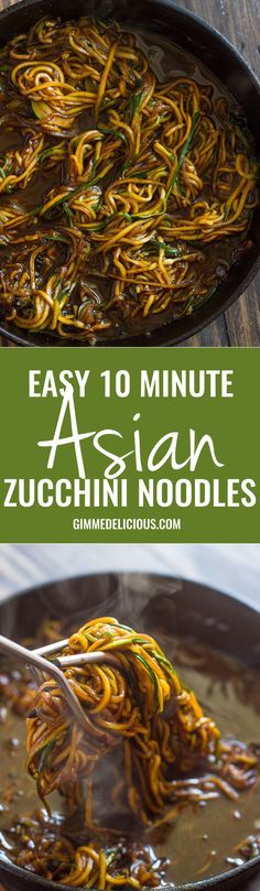 an easy recipe for zucchini noodles in a skillet