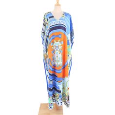 Light Blue Graffiti Loose Beach Kimono Dress Multicolor Abstract Print Kimono For Beach, Blue Free Size Kimono For Beach Cover-up, Beach Blue Printed Kimono, Multicolor Long Kimono For Beach Cover-up, Multicolor Printed Kimono For Beach Cover-up, Beach Kimono, Kimono Dress, Beach Dresses, Light Blue