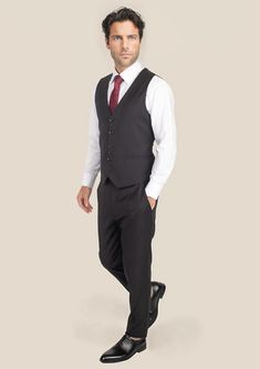 Indulge in the bold and timeless elegance of our Black Pinstripe Vest. cut from Super 120s pure merino wool, this custom-made piece exudes sophistication and sharpness. Elevate your look with a touch of luxury and a classic statement. Pinstripe Vest, Suit Guide, Vest And Tie, Linen Suits, Tuxedo Shirts, Tuxedo Suit, Cotton Blazer, Cotton Chinos, Cotton Suits