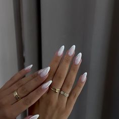 ALBA on Instagram: "Milky, Lunar beauty & Cream puff from @blueskykosova 🧚‍♀️" Milky White Prom Nails, Milky Nails With Gems, Milky White Nails With Stars, Nails Inspo White, Milky Manicure, White Nails Almond, Nail Inspo White, White Nails With Designs