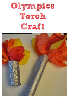 the olympic torch craft is made out of paper and duct wrapper, with flowers on it