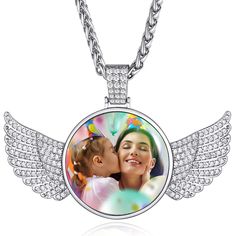 PRICES MAY VARY. 💗💗[Photo Necklace Customized]Angel wings necklace with picture,personalized a picture on the front side and engrave Name,Birthday,Letter,Initial,Symbol,Faith,Inspirational words on the other side.Memory necklace with picture,is a good way to keep your loved one close to your heart at all times.Our personalized photo memorial necklace is the best sentimental gifts, if you want to touch the heart of your loved ones and impress them beyond expectations. ✍[How to Custom Picture Ne Memorial Necklace Husband, Cheap Personalized Memorial Necklaces, Jewelry Angel Picture, Personalized Heart Photo Necklace, Necklace With Picture Inside, Necklace With Picture, Memory Necklace, Birthday Letter, Angel Wings Heart