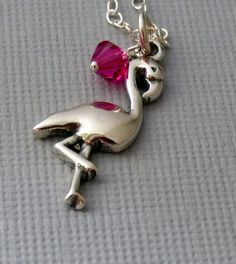 #etsy - Flamingo Necklace, Silver Flamingo Bird Necklace, Sterling Silver Flamingo Charm, Flamingo Lovers Gifts, Flamingo Jewelry, Pink Flamingo Personalized Pink Sterling Silver Charm Necklaces, Personalized Pink Sterling Silver Charm Necklace, Pink Sterling Silver Personalized Charm Necklace, Pink Sterling Silver Charm Necklaces, Pink Sterling Silver Charm Necklace, Pink Sterling Silver Necklace With Charms, Pink Sterling Silver Charm Necklaces With Lobster Clasp, Sterling Silver Charm Necklace With Lobster Clasp In Pink, Adjustable Pink Sterling Silver Charm Necklaces