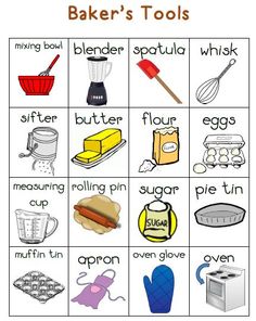 a printable baking game with words and pictures