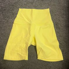 Never Worn! Yellow Athletic Shorts With Built-in Shorts For Workout, Yellow Sports Biker Shorts With Built-in Shorts, Yellow Athleisure Short Bottoms, Yellow Stretch Sports Shorts, Yellow Stretch Athletic Shorts For Yoga, Yellow Athletic Shorts With Built-in Shorts For Sports, Yellow Stretch Biker Shorts For Sports, Yellow Biker Shorts For Workout With Built-in Shorts, Yellow Sporty Biker Shorts For Workout