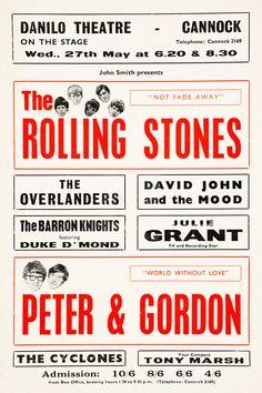 1964 Cannock Danilo Theatre Publication Inspiration, Rolling Stones Poster, Music Graphics, Rolling Stones Concert, Tall Tale, Ron Woods, Design Publication