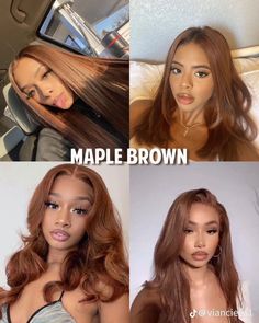 Hair Color For The Fall Black Women, Fun Hair Color For Black Hair, Dye Hair On Brown Skin, Hair Colour Honey Brown, Hair Dyed For Brown Skin, Fall Hair Colors Light Skin, Light Brown Ginger Hair Black Women, Cowgirl Copper With Money Piece, Monochromatic Hair And Skin