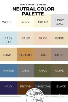 the color chart for neutral and neutral palettes, with different colors on each side