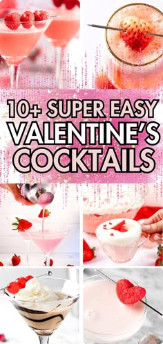 valentine's cocktails with strawberries and ice cream