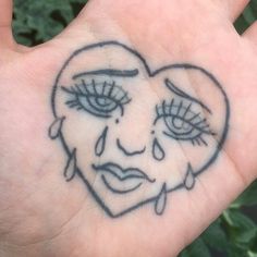 Aesthetic Tattoo Ideas, Crying Heart, 20 Aesthetic, Palm Tattoos, Stick N Poke, Inspiration Tattoos, Bold Artwork, Poke Tattoo