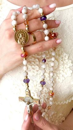 Perfect bridal rosary inspired by Chartres cathedral in France. Beautiful and meaningful gift for your beloved woman of faith on her special day. #bridal #theotokosrosaries #theotokos #bridalgifts #wedding2024 #catholicwedding #catholicbride #catholicfaith #catholicwife #catholicfamilylife #catholicprayer #catholicgifts #catholicsofinstagram #bride2024 #catholicgirl Diy Rosary Beads, Elegant Beaded Rosary As Gift, Handmade Spiritual Rosary, Rosary Hand Made, Elegant Beaded Wedding Rosary, Bridal Rosary, Rosary Design, Flower Rosary