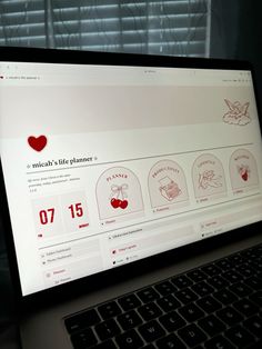 a computer screen showing the date and time for valentine's day in red on it