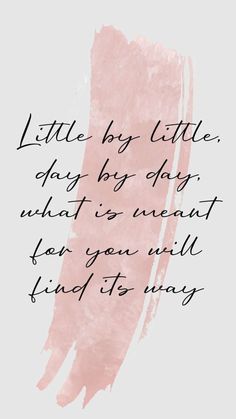 a quote that says, little by little day by day what is meant for you will find