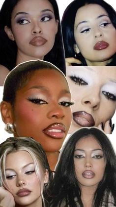 a collage of women with different makeup looks