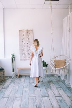 White linen dress for woman, flutter sleeve wedding dress, linen sundress, beach wedding dress, pinafore apron dress, linen bridesmaid dress. White linen dress with flutter sleeve on the straps. The straps are adjustable. ❗ It is made of 100% natural linen (flax) - Oeko-tex 100 certified. Ruffles of the dress are made of cotton lace. Cotton lace may be different from the cotton lace in the photo. Our sizing based full height (from the head top to heels). Please check the size chart before you pl White Linen Ruffle Dress For Beach, White Linen Ruffled Dress For Beach, Elegant Linen Dress With Ruffles For Beach, Elegant Linen Beach Dress With Ruffles, White Linen Ruffled Beach Dress, Elegant Ruffled Linen Dress For Beach, Elegant Beach Linen Dress With Ruffles, White Linen Beach Dress With Ruffles, Elegant Linen Dress With Ruffles For Brunch