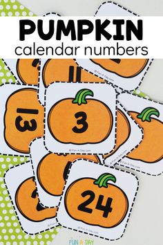 pumpkin calendar numbers for kids to practice counting