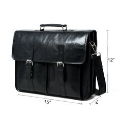 Handcrafted from premium Buffalo leather, this briefcase not only catches the eye but also boasts exceptional durability. With a design that seamlessly transitions from the boardroom to the airport, this briefcase is travel-ready. Stay organized effortlessly with a thoughtfully designed interior. The shiny finish not only adds a touch of luxury but also makes it resistant to wear and tear, ensuring it maintains its luster over time. Salient Features: Handcrafted From Full gain Buffalo leather Co Timeless Rectangular Briefcase For Travel, Business Briefcase With Top Carry Handle, Timeless Rectangular Laptop Bag For Travel, Timeless Rectangular Travel Laptop Bag, Classic Rectangular Cases For Business Trips, Timeless Rectangular Travel Briefcase, Timeless Rectangular Business Satchel, Black Timeless Briefcase For Travel, Rectangular Briefcase For Business Meetings