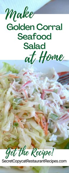 a white plate topped with coleslaw salad next to a fork