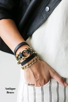 "Black Leather Bracelet, Leather Jewelry, Boho Bracelet, Leather Cuff Women, Leather wristband, Gift for Her ✨New Line of Minimalist Ring Leather Bracelet cuffs is out! And the best thing is that these beautiful Ring bracelets match our new line of \"2021 Ring collection\" bags perfectly and they also come in almost all colors to match all of our bags! 🔸Small Ring Edition with Chain - You can now Choose the color of your hardware and chain! * Simple and Elegant design * High Quality, Soft Natur Trendy Adjustable Black Chain Bracelet, Trendy Black Adjustable Chain Bracelet, Everyday Black Bracelets With Wrist Strap, Trendy Black Cuff Leather Bracelet, Black Metal Band Jewelry, Black Adjustable Wristlet Fashion Accessory, Black Bracelet Wristlet, Adjustable Cuff Bracelet As Fashion Accessory, Trendy Black Band Bracelets