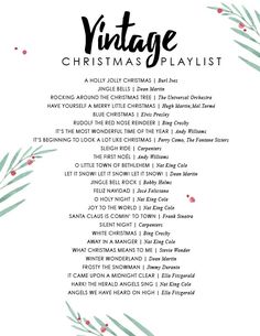 the vintage christmas playlist is shown in black and white