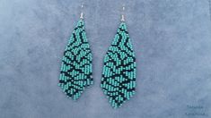 These handmade earrings are made of high-quality Czech beads and strong synthetic thread.In these unique earrings I use my author's scheme ( print turquoise, like stone turquoise,craquelure). They are elegant, fashionable, and highly versatile, suitable for everyday wear. Color: black,turquoise. I beg you not to copy my authoring 100% hand made with love! Measurements: Length-9,5 cm,Width -3 cm Materials: Silver plated ear hooks Czech glass beads Nylon Thread Turquoise Beaded Earrings With Black Beads As Gift, Handmade Turquoise Chandelier Earrings With Round Beads, Turquoise Earrings With Black Round Beads, Evening Earrings, Earrings Chandelier, Black Turquoise, Teal Turquoise, Earrings Long, Seed Bead Earrings