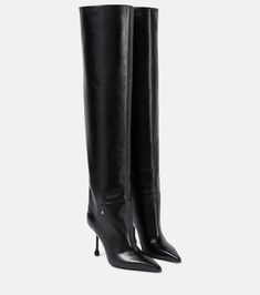 Leather Over The Knee Boots, Denim Miniskirt, Marine Serre, Jimmy Choo Shoes, Designer Boots, High Heel Boots, Shoe Box, Over The Knee Boots, Over The Knee