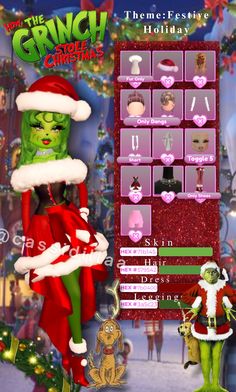 the grinch christmas theme is displayed in this screenshot from the game, which features characters