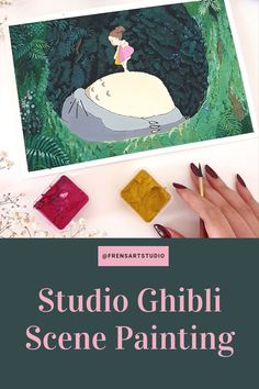 someone is painting the scene in disney's animated movie, studio ghibii