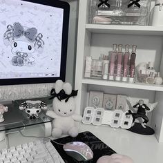 a desktop computer sitting on top of a white desk