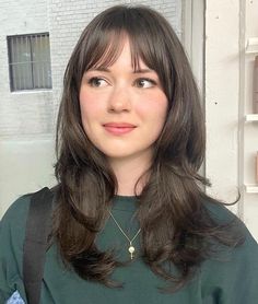 3 Bold and Beautiful Short Hair Bangs Ideas Layered Haircut With Wispy Bangs, Haircut With Wispy Bangs, Wispy Bangs Round Face, Medium Hair Round Face, Korean Bangs, Medium Haircuts With Bangs, Light Bangs, The Right Hairstyles, Textured Bangs