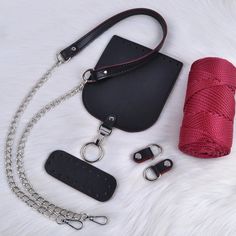 Set of PU Leather for Mini Handbag Crocheted Handbag - Etsy Serbia Black Rectangular Bag With Key Leash, Crocheted Handbag, Mini Handbag, Mini Handbags, Mini Shoulder Bag, Crochet Handbags, Amelie, Serbia, Dog Tag Necklace