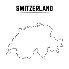 a map of switzerland with the capital and country name in black on a white background