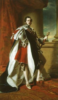 a painting of a man in a red and white outfit