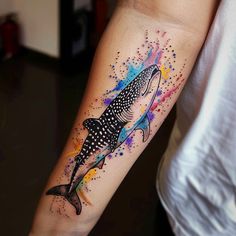 Whale Shark Tattoo Design Masterpiece Whale Shark Tattoo Design, Shark Tattoo Design, Whale Shark Tattoo, Shark Tattoo, Ocean Tattoos, Coral Watercolor, Shark Tattoos, Whale Shark, Shoulder Tattoo