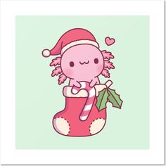 a cartoon character in a christmas stocking holding a candy cane