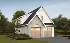 a two car garage is shown in this rendering