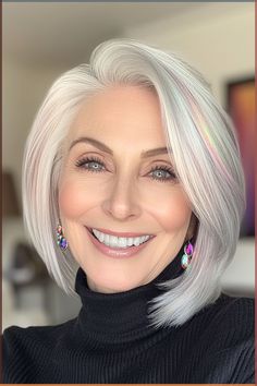 Light Gray Hair, Complete Makeup Kit, Silvery Blonde, Silver Hair Color Ideas, Shoulder Length Curls, Yellow Highlights, Makeup Kit For Kids, Grey Hair Inspiration, Classic Bob