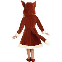 The Fun Costumes Fox Costume Dress for Toddler GirlsIf your child has always been interested in the sly fox of the forest, now they can roleplay as one of these critters for Halloween with our Fox Dress Costume for kids! This plush pullover dress features a hood and tail. The fiber-filled long tail is sewn on the back and secures with a hook and loop fastener. The flip up hood is what will give your little one the look of a fox, it has character details with a cute little stuffed nose and embroi Home In The Woods, Fun Costumes, Fox Costume, Fox Dress, Brown Brown, Dress Costume, Long Tail, Halloween Costumes For Kids, Cool Costumes