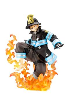 a figurine that is sitting on fire