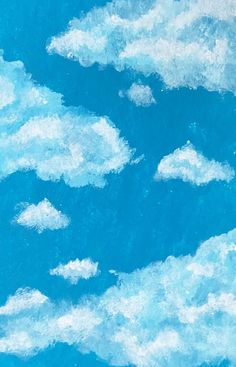 a painting of clouds in the blue sky